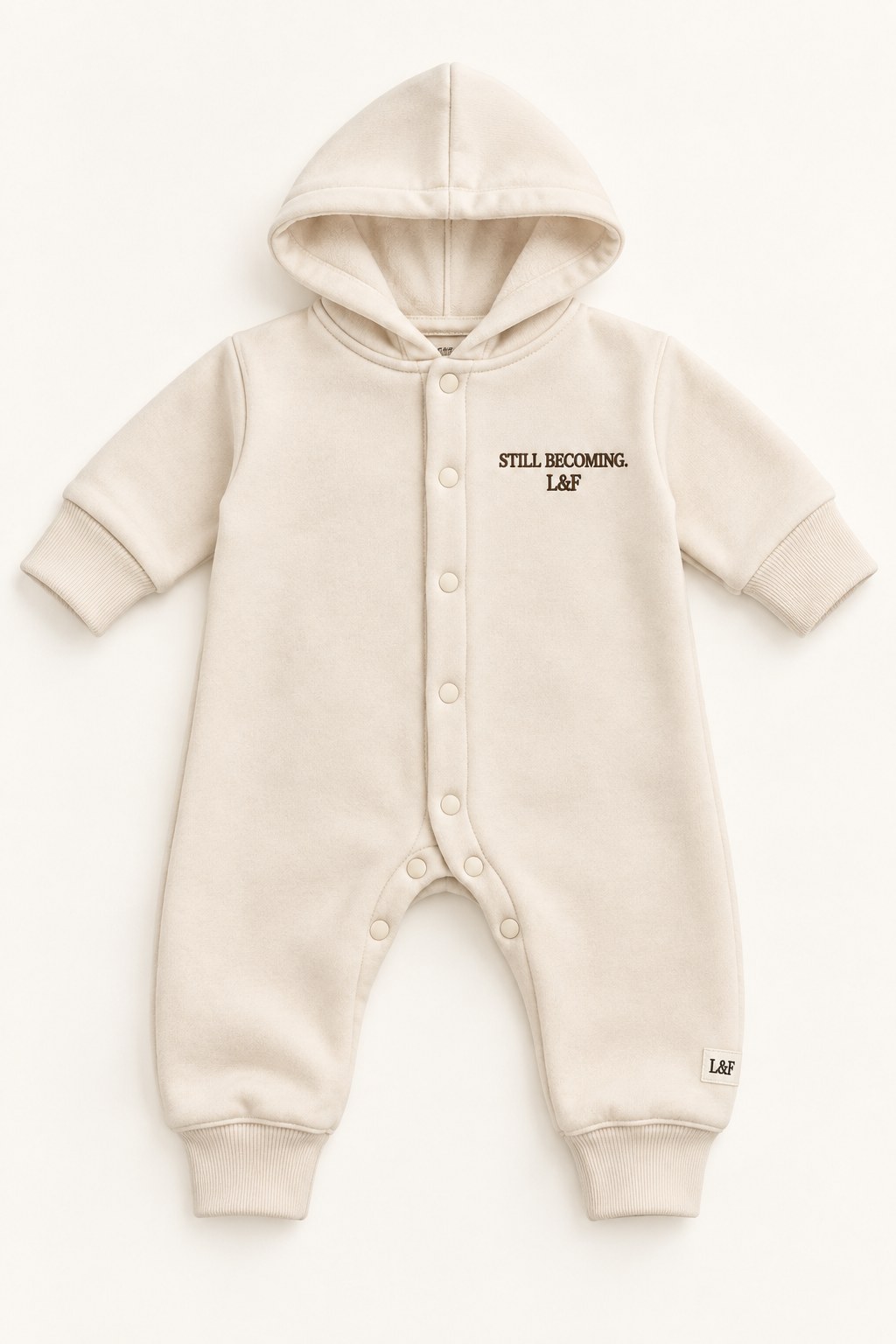 Become hooded fleece romper for newborns in Cream