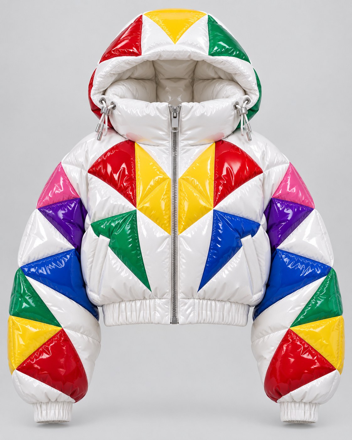 Together Gloss Puffer · Stars, glossy cropped puffer jacket, Drop 03