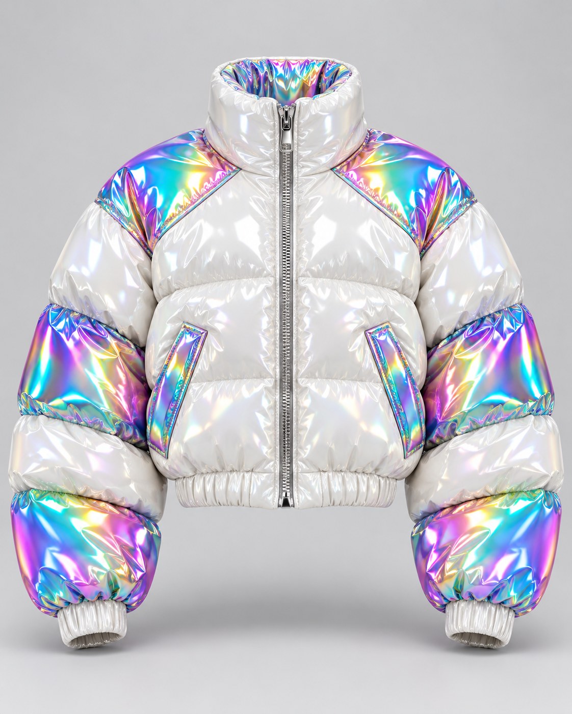 Light Gloss Puffer · Collar, glossy cropped puffer jacket, Drop 03