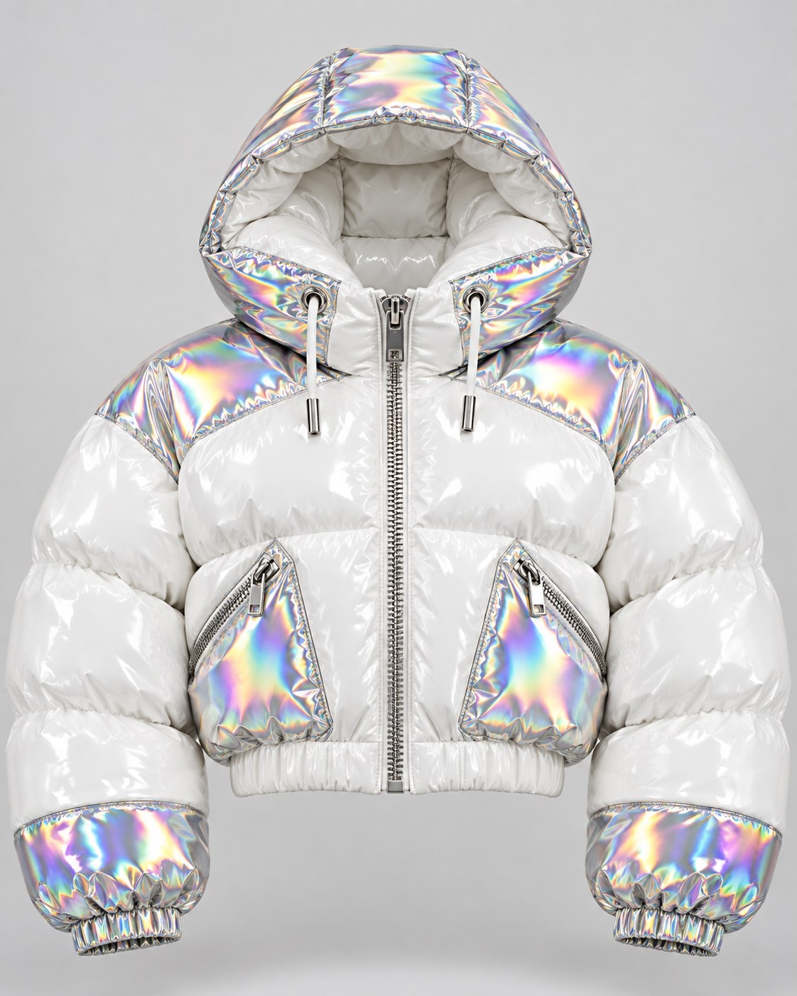 Light Gloss Puffer · Zip Pocket, glossy cropped puffer jacket, Drop 03