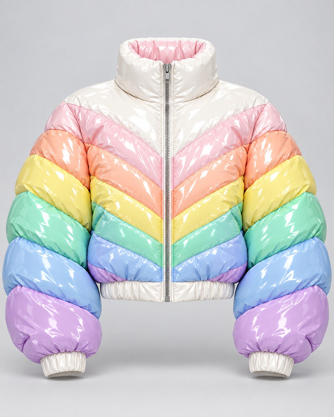 Forever Gloss Puffer · Collar, glossy cropped puffer jacket, Drop 03