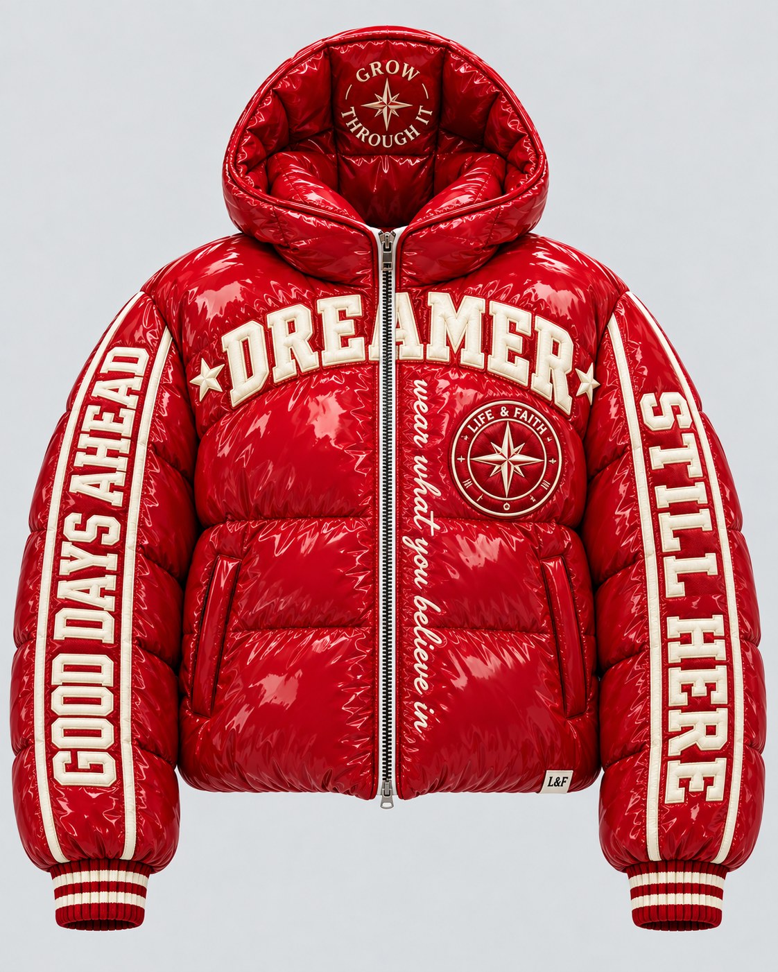 Dreamer Gloss Puffer · Hearts reversed view