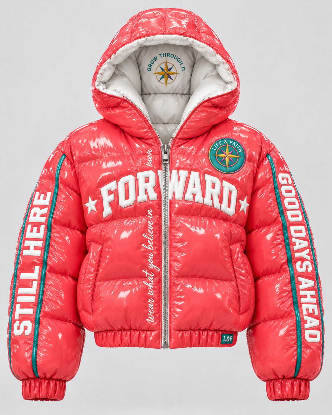 Forward Gloss Puffer · Bright reversed view