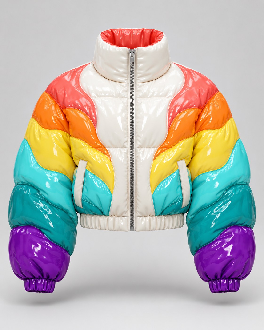 Forward Gloss Puffer · Collar, glossy cropped puffer jacket, Drop 03