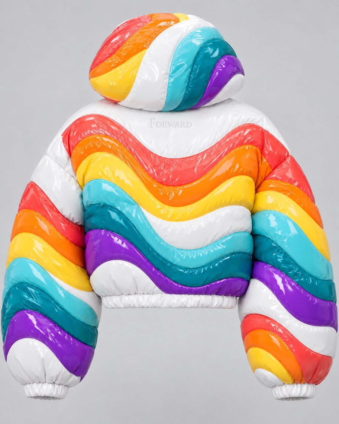 Forward Gloss Puffer · Coral back view