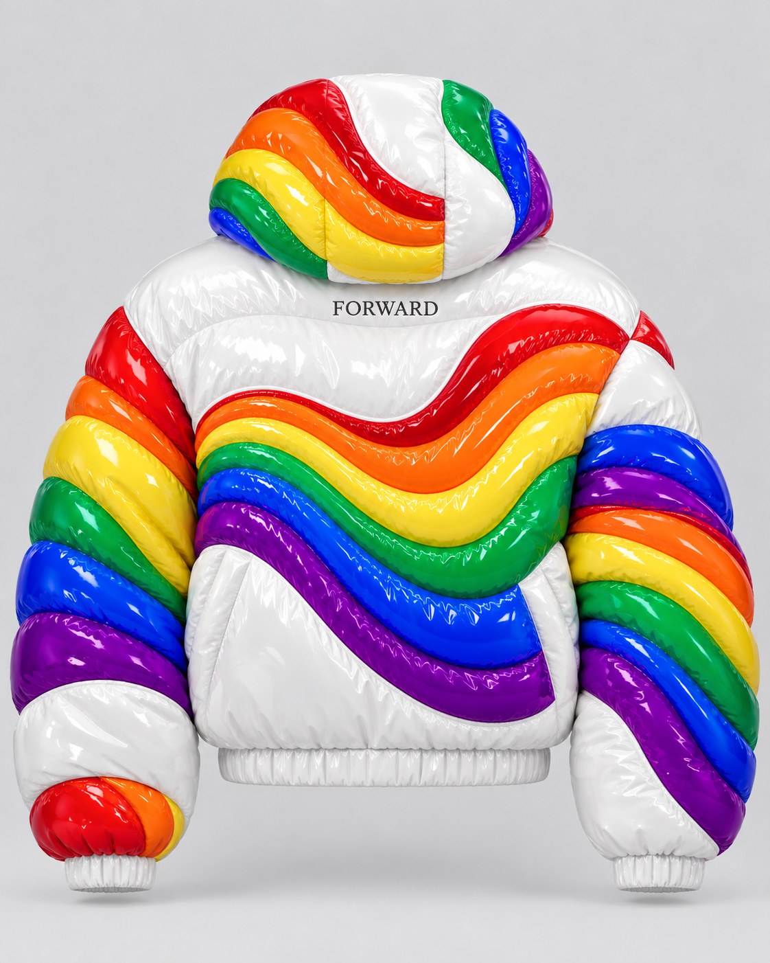 Forward Gloss Puffer · Rainbow back view