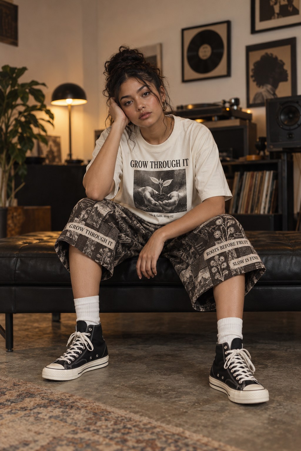 Grow Through It Long Short in washed black, Drop 02