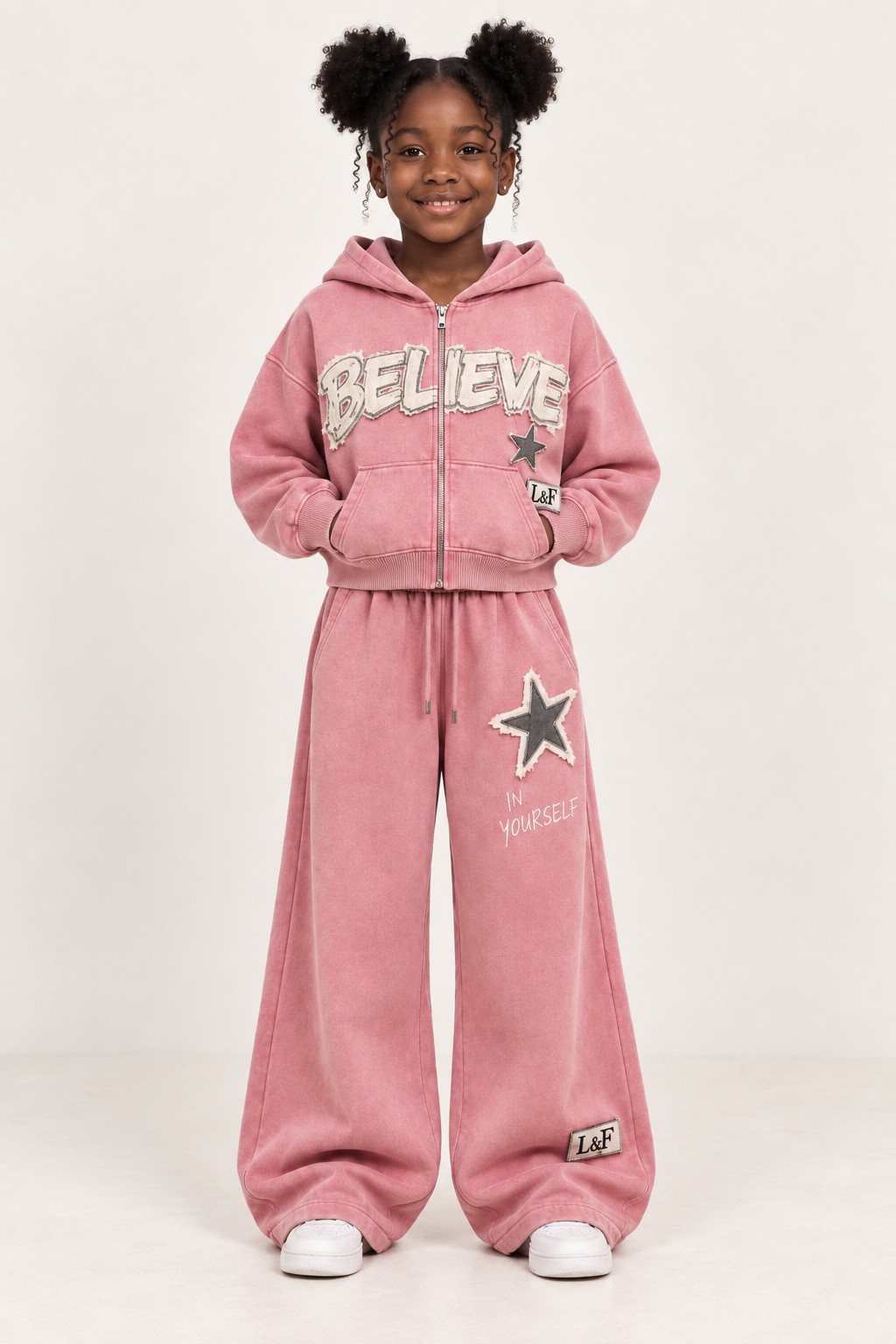Believe Set in washed rose on a girl aged eight