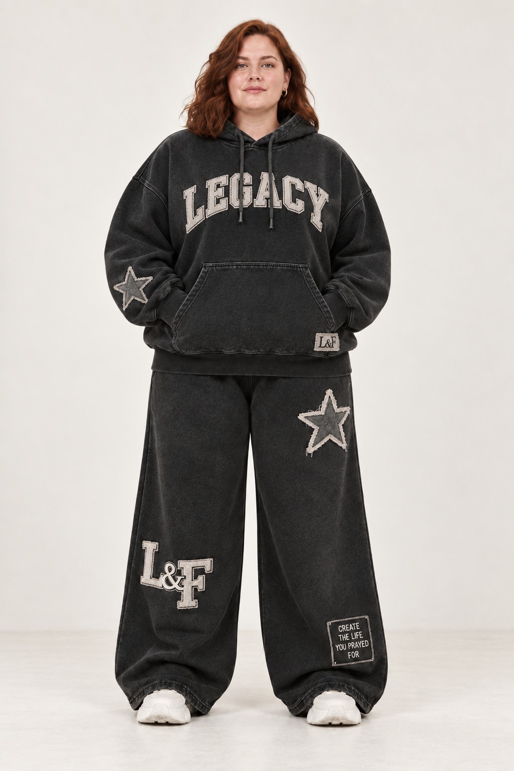 The Legacy Set in Vintage Black, worn as the complete set