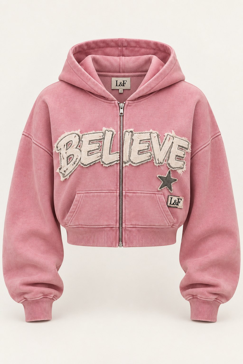 Believe Crop Hoodie · Teen in Washed Rose